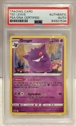 Gengar SWSH052 Holo Pokemon Card PSA AUTO Ted Lewis Black Star Promo TCG - Image 1