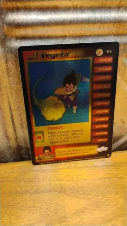 DRAGON BALL Z Gold VEGETA P3 Foil Holo SCORE 2000 Collector Trading Card - Image 1