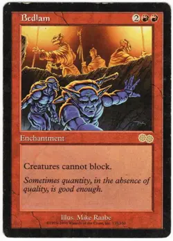 Bedlam 1998 Urza's Saga Red Rare Enchantment MTG MP AZ2 - Image 1