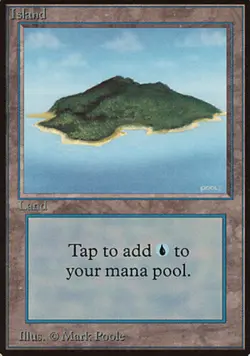 [1x] Island (Green, B) Heavy Play, English Beta MTG Magic - Image 1