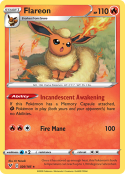 Flareon 026/185 R Vivid Voltage Pokemon NM/M - Image 1