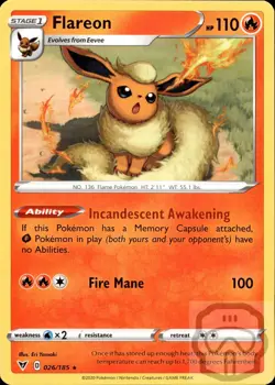 Flareon 026/185 R Vivid Voltage Pokemon NM/M - Image 3