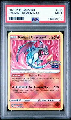Radiant Charizard 011/078 Pokemon GO Holo PSA 9 - Image 1