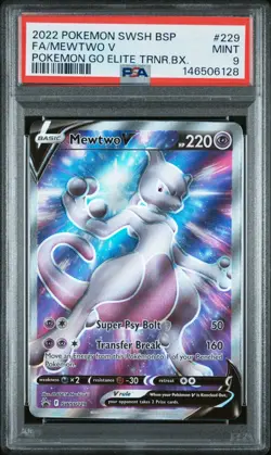 2022 MEWTWO V #229 POKEMON GO ETB BLACK STAR PROMO PSA 9 - Image 1
