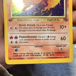 Pokemon Flareon 3/64 Jungle 1st Edition Holo Rare 70 HP - Image 4