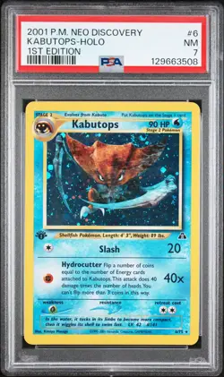 2001 POKEMON NEO DISCOVERY 1ST ED #6 KABUTOPS-HOLO PSA 7 - Image 1
