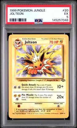 1999 POKEMON JUNGLE #20 JOLTEON PSA 5 - Image 1