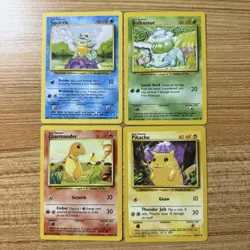 Pokemon TCG Base Set Starters Lot - Pikachu, Charmander, Squirtle Bulbasaur - LP - Image 1