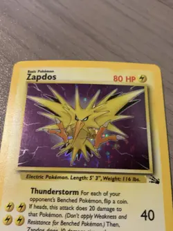 Pokemon TCG Zapdos Fossil Holo Card 15/62 Unlimited Rare - Image 5
