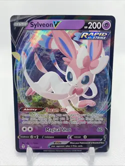Pokemon TCG Sylveon v Evolving Skies Holo Ultra Rare Card 074/203 - Image 1