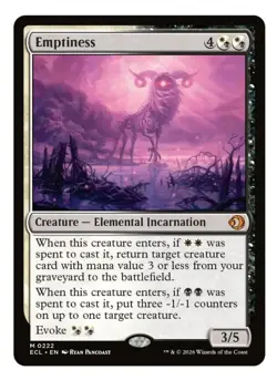 1x MTG Emptiness - Lorwyn Eclipsed Mythic! NM Mythic! NM Mint - Image 1