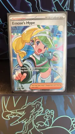 Pokemon Emcee's Hype 220/182 Sv10: Destined Rivals Ultra Rare Holo Supporter NM - Image 3
