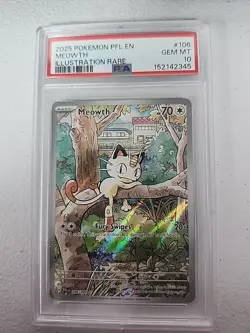 2025 Pokemon Phantasmal Flames Meowth 106/094 Illustration Rare PSA 10 - Image 1