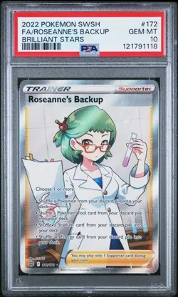 PSA 10 GEM MINT Roseanne's Backup 172/172 Full Art Holo Brilliant Stars Pokemon - Image 1