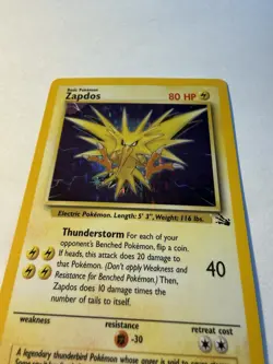 Pokemon Zapdos Fossil 15/62 Unlimited Holo Cosmos Thunderstorm Deck LP - Image 3