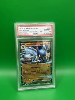 2025 Pokemon PRE EN Lucario Tyranitar ex P/X #051 Lucario Ex PSA 10 GEM MINT - Image 1