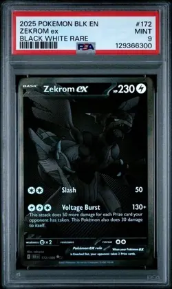 2025 Pokemon BLK EN-BLACK BOLT Black White RARE #172 ZEKROM EX PSA 9 - Image 2