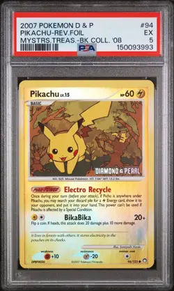 2007 POKEMON DIAMOND & PEARL MYSTERIOUS TREASURES #94 PIKACHU-REV.FOIL MYSTRS.TR - Image 1