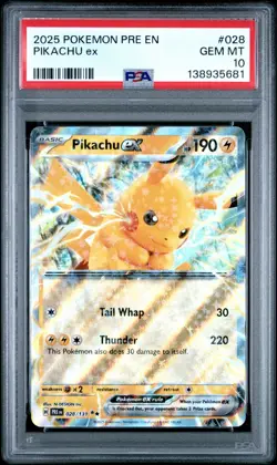 2025 POKEMON PRE EN-PRISMATIC EVOLUTIONS 028 PIKACHU EX PSA 10 - Image 1