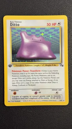 1999 Pokemon TCG Fossil Ditto 1st Edition Holo Rare Card 3/62 - Image 2