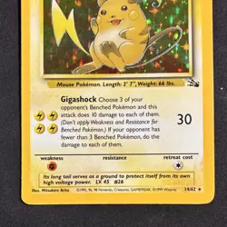 Raichu 14/62 Fossil Holo Rare Unlimited 1999 Wizards Pokemon TCG Card English - Image 3