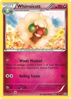 Whimsicott 56/98 Uncommon XY Ancient Origins Pokemon Card LP - Image 1