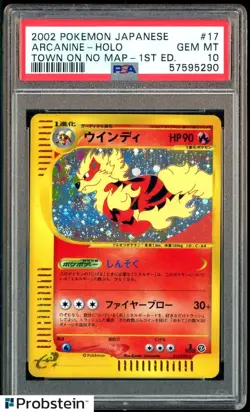 2002 Pokemon Japanese #17 Arcanine Holo Town on No Map 1st Ed PSA 10 - Image 1