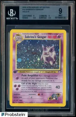 2000 Pokemon Gym Heroes 1st Edition #14 Sabrina's Gengar Holo BGS 9 MINT - Image 1