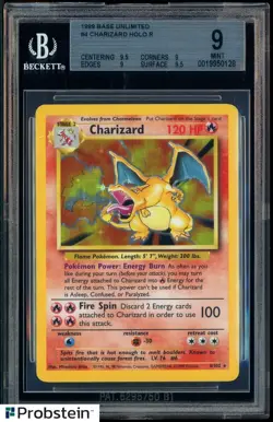 1999 Pokemon Base Set #4 Charizard Holo BGS 9 MINT - Image 1