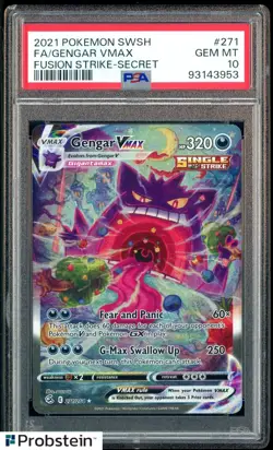2021 Pokemon SWSH Fusion Strike Secret #271 FA Gengar VMAX PSA 10 GEM MINT - Image 1