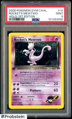 2000 Pokemon Gym Challenge 1st Edition #14 Rocket's Mewtwo Holo w/ Swirl PSA 9 - Image 1