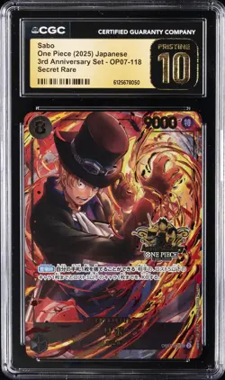 2025 ONE PIECE JPN 3RD ANV SET, SECRET RARE #OP07-118 SABO CGC 10 PERFECT - Image 1