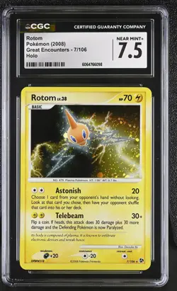 CGC 7.5 Rotom 2008 Great Encounters 7/106 Holo Pokemon Card - Image 1