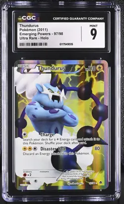 CGC 9 MINT Thundurus 2011 Emerging Powers 97/98 Ultra Rare Holo Pokemon Card - Image 1