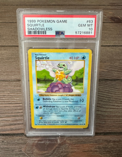 1999 POKEMON WOTC SHADOWLESS BASE SET SQUIRTLE #63 PSA 10 - Image 1