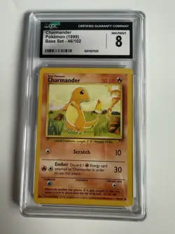 1999 Vintage Pokemon Charmander 046/102 Base Set Regular CGC 8 - Image 1
