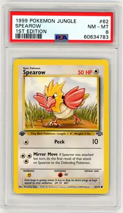 1999 Pokemon Jungle #62 Spearow 1st Edition PSA 8 - Image 1