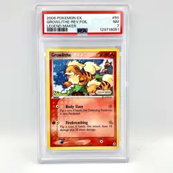 2006 Pokemon EX Legend Maker Growlithe #55 Reverse Holo PSA 7 NM Card - Image 1