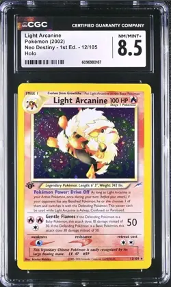 Pokemon Neo Destiny 1st Edition Light Arcanine 12/105 Rare CGC 8.5 (Strong Holo) - Image 1