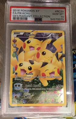 2016 POKEMON XY GENERATIONS RADIANT COLL #RC29 FULL ART/PIKACHU PSA 10 - Image 1