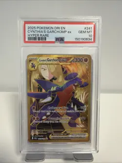 2025 POKEMON DRI EN-DESTINED RIVALS HYPER RARE #241 CYNTHIA'S GARCHOMP EX PSA 10 - Image 1