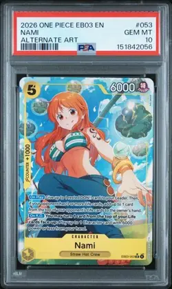 2026 ONE PIECE EB03-HEROINES EDITION ALTERNATE ART #053 NAMI PSA 10 - Image 1