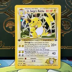 1st Edition Lt. Surge's Raichu (11/132) Gym Challenge Holo Pokemon Card MP + - Image 1