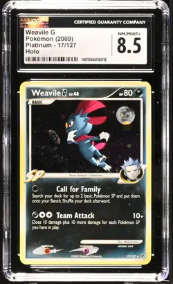 CGC 8.5 Weavile G 2009 Platinum 17/127 Holo Rare Pokemon Card - Image 1