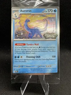 Aurorus Promo Card Cosmo Holo Pokemon Perfect Order Stamped 024/088 Barnes Noble - Image 1