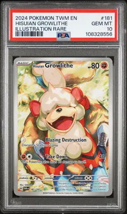 Pokemon Twilight Masquerade Hisuian Growlithe 181/167 Special Illustration PSA10 - Image 1