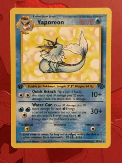 Pokemon TCG VAPOREON 1ST EDITION Jungle 28/64 Regular Rare Non Holo 28/64 WOTC - Image 1