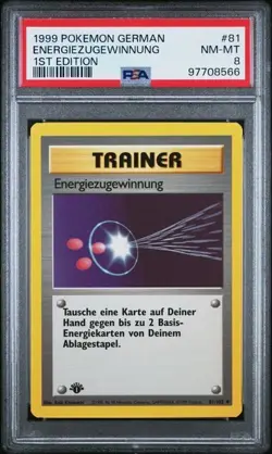 PSA 8 ENERGIEZUGEWINNUNG 81 1ST EDITION GERMAN BASE SET 1999 POKEMON VINTAGE - Image 1