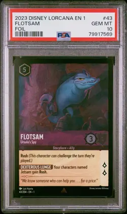 2023 DISNEY LORCANA EN THE FIRST CHAPTER FOIL #43 FLOTSAM - Ursula's SPY PSA 10 - Image 1