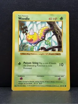 Known Factory ERROR Extra Ink 1999 Pokemon Weedle Shadowless MP Super Rare Find - Image 1